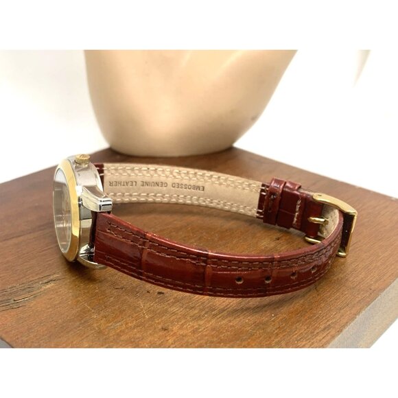 Timex Women's Watch T2N436 Indiglo Quartz Beige Dial Leather Strap 28mm - Picture 9 of 14